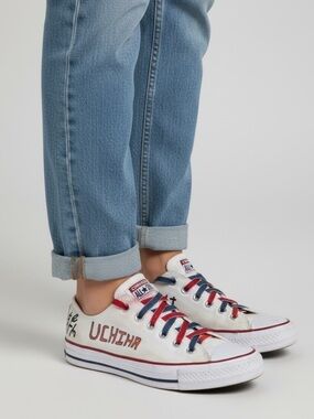 Handmade Naruto Uchiha White Converse Chuck Taylor All Stars size 9